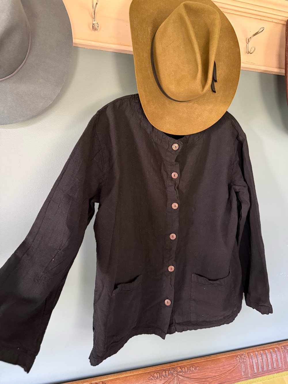 Vintage sea breeze Black Button-Front Lightweight cotton Jacket sz small - Picture 2 of 9
